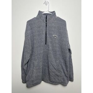 Big Dogs Sweater Mens Med Blue 1/4 Zip Mock Neck Pullover Dog Logo Knit